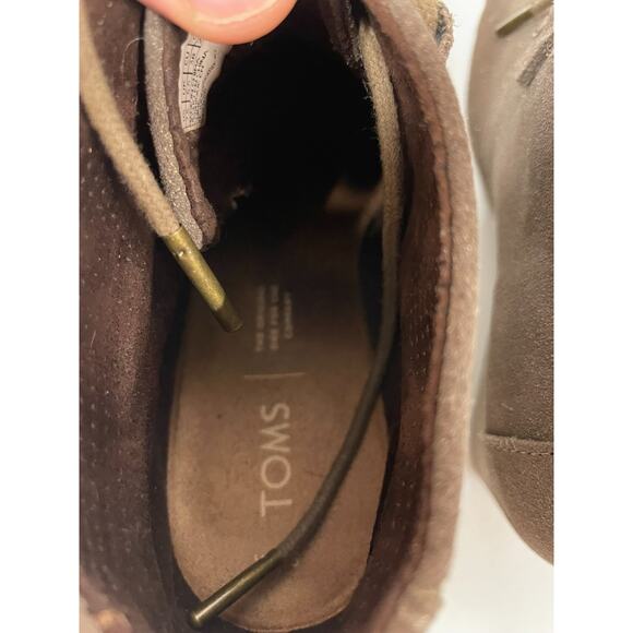 TOMS Women’s Desert Wedge Booties Taupe Suede Lace-Up Heels Size 7.5 - Picture 8 of 8